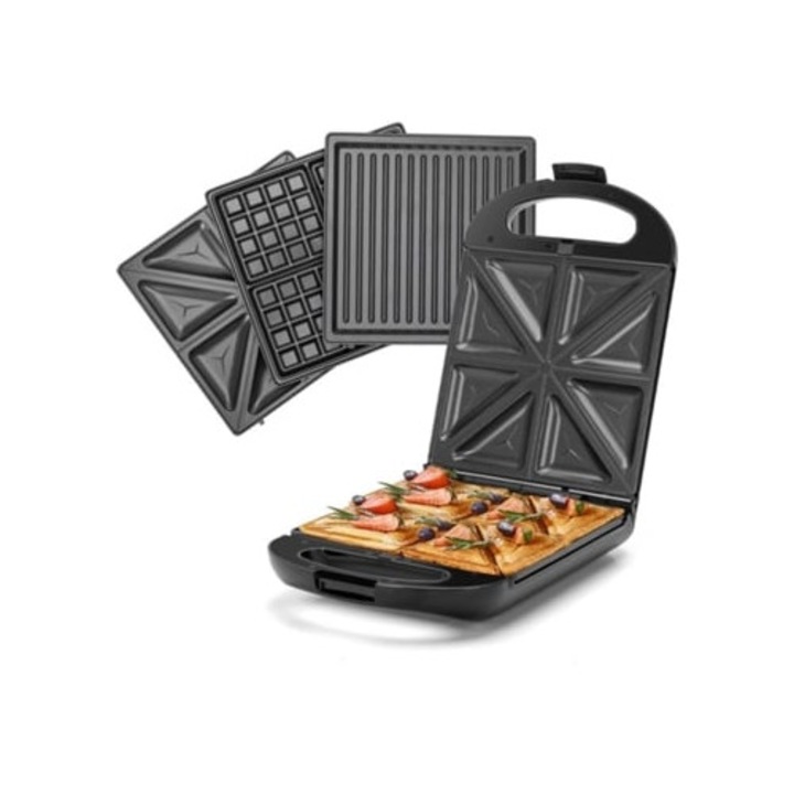 Sandwich-maker TAYLOR SWODEN Bruno, 3 in 1, capacitate 4 sandvisuri, placi interschimbabile, 1200W