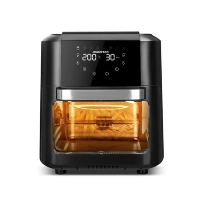Airfryer AIGOSTAR, 12L, 1700W, 8 moduri, 7 accesorii, ecran tactil LED, sistem rotativ