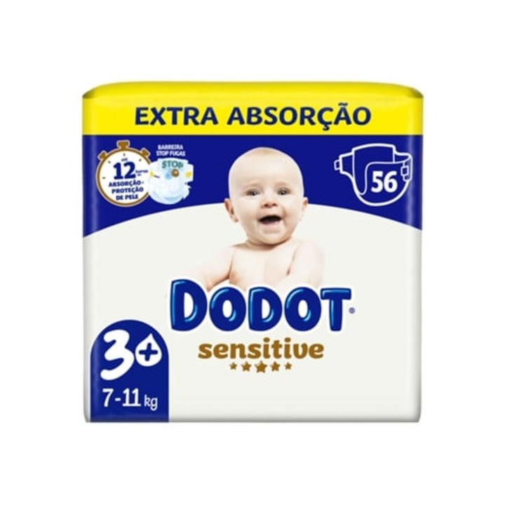 DODOT Extra Sensitive pelenkák, 7-11kg, 56 db-os készlet