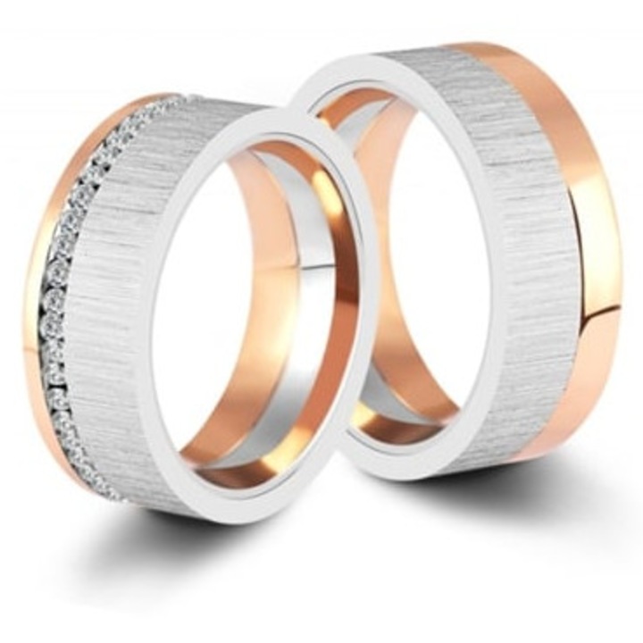 Inel din otel inoxidabil, dimensiune 52, argintiu, auriu