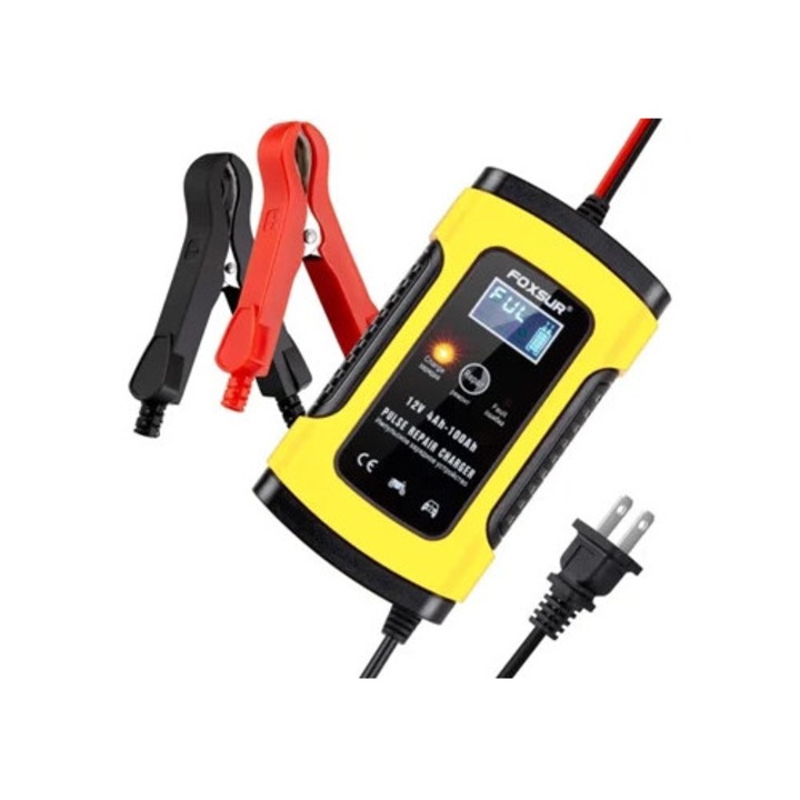 Autó akkumulátor töltő 5A 12V hordozható LCD kijelzővel, védelmi funkcióval, autó- és motorkerékpár akkumulátorokhoz