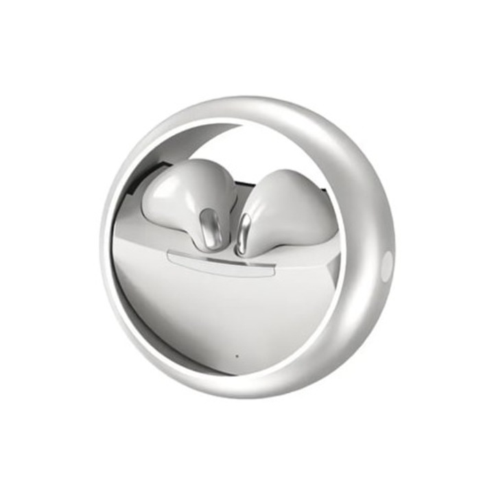 Casti Wireless Klack Km89 Bluetooth 5.0, forgatható kialakítás, vízálló, fehér