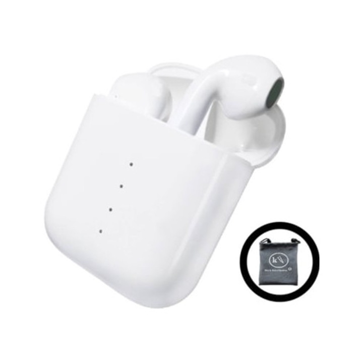 Casti Wireless KLACK i100 True Wireless Bluetooth, In Ear, Microfon, Alb