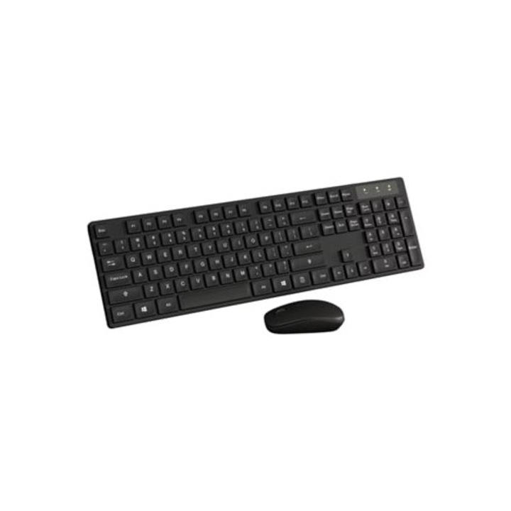 Tastatura si mouse set Klack K10C, 104 taste, spaniola, compatibil cu PC, tableta si laptop