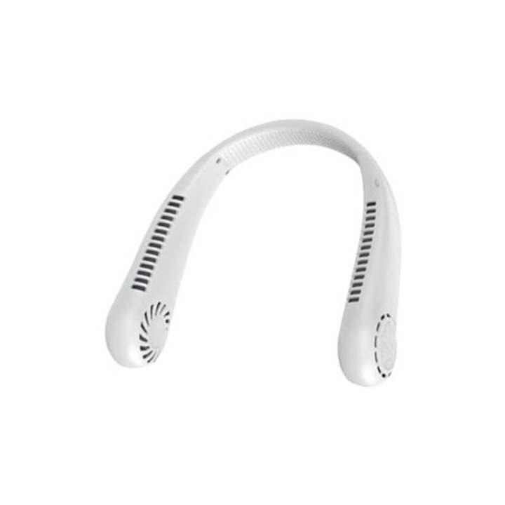 Nyakventilátor, 3 sebességes, újratölthető, fehér, 1200 mAh