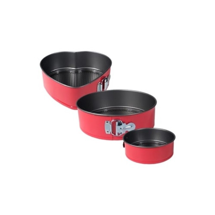 3 darabos sütőtepsi készlet, sokoldalúság és design, piros