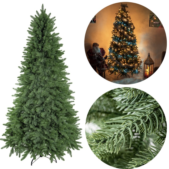 Brad artificial PE11, 150 cm, FULL PE, verde intens, cu suport metalic