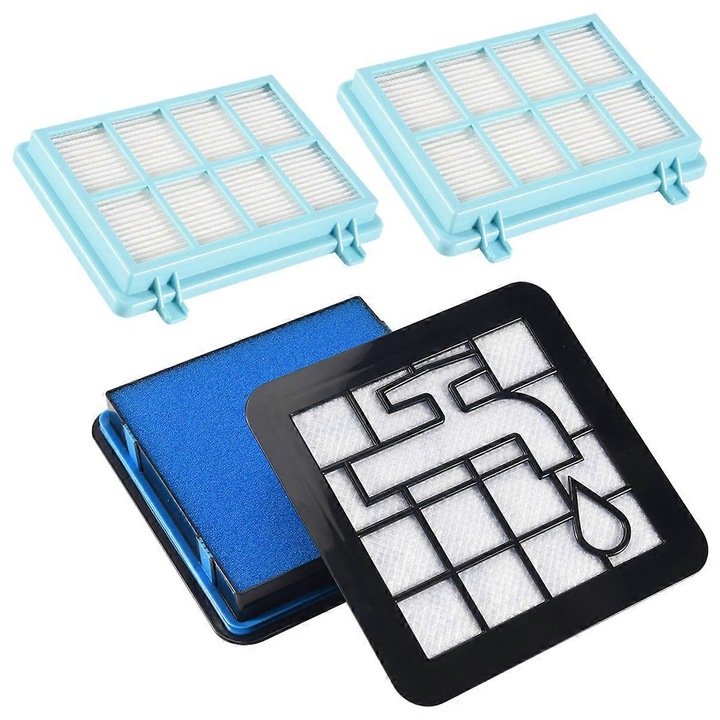 Комплект от 2 филтъра за прахосмукачки Philips PowerPro Compact, черен и син