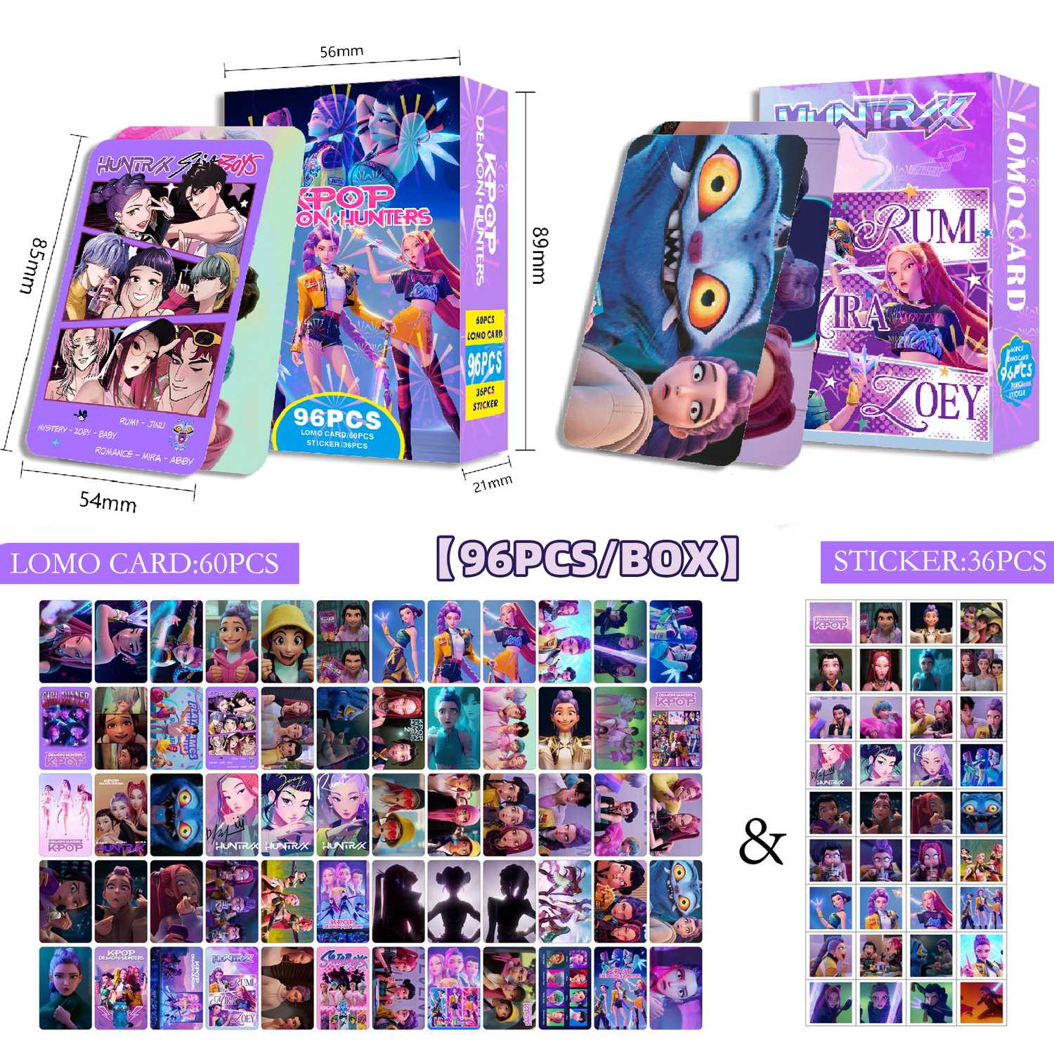 Set 96 Carti si Stickere K-POP Demon Hunters Anime Sajaboys