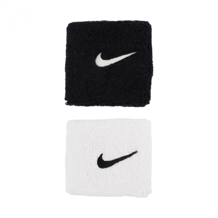 Mansete Nike Swoosh, set 2 bucati, alb-negru