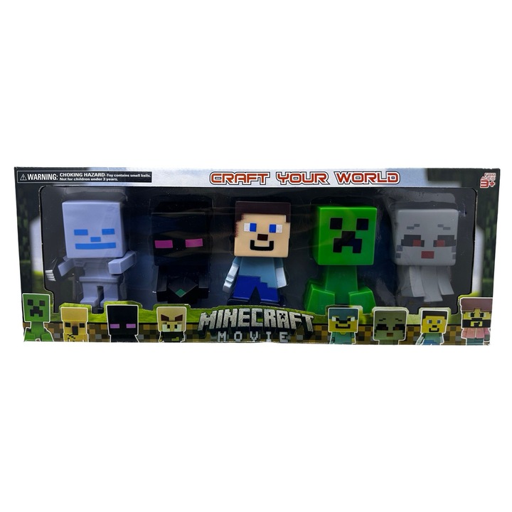 Készlet figura Minecraft Movie Craft Your World 5 klasszikus gumírozott karakter
