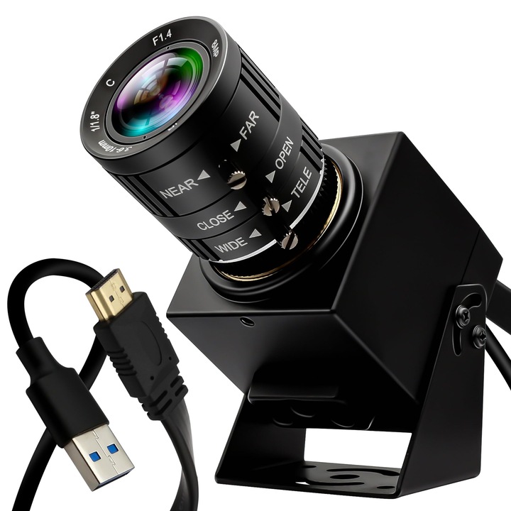 Webcam ELP 4K 60FPS, USB 3.0, obiectiv zoom 3X, 3.6-10mm