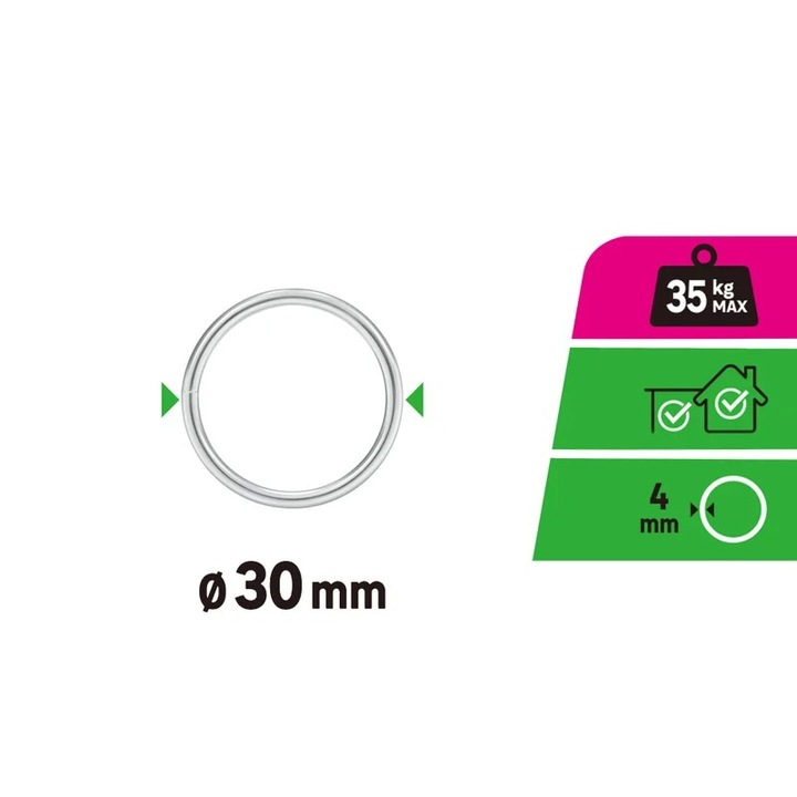 Set 4 Inele Sudate Otel Zincat O30mm Gri Argintiu, Grosime 4mm