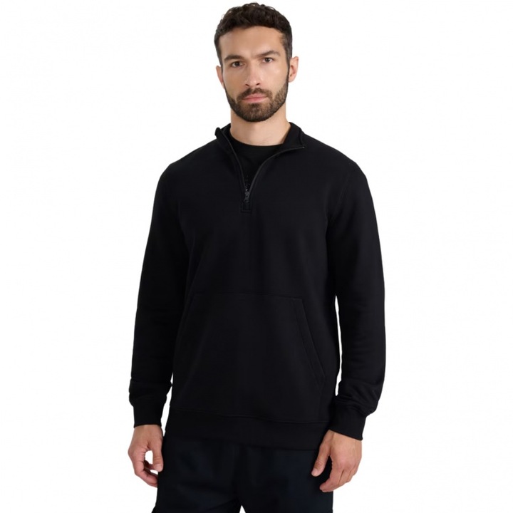 4F 1/2 cipzáras pulóver, fekete, férfi, sport