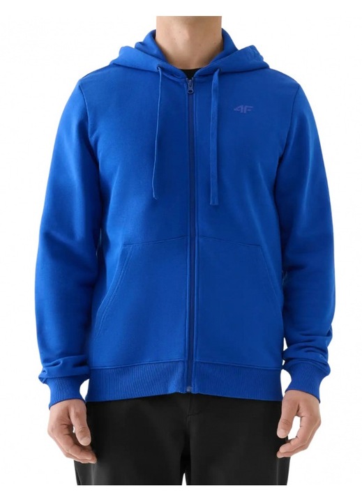 Hanorac barbati, 4F, cu fermoar, albastru, sportiv, pentru recreere si turism