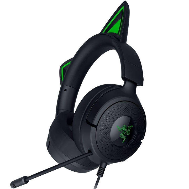Casti wired Razer Kraken Kitty V3 X, microfon cardioid, difuzoare 40mm, culoare negru