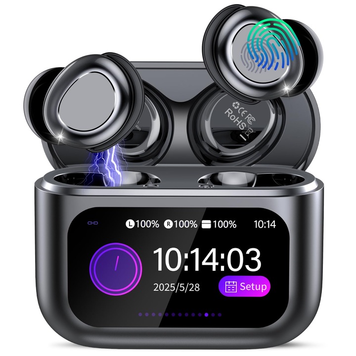Vezeték nélküli fülhallgató ZYHKON, intraaurális, Bluetooth 5.4, HiFi hangzás, 48 órás lejátszási idő