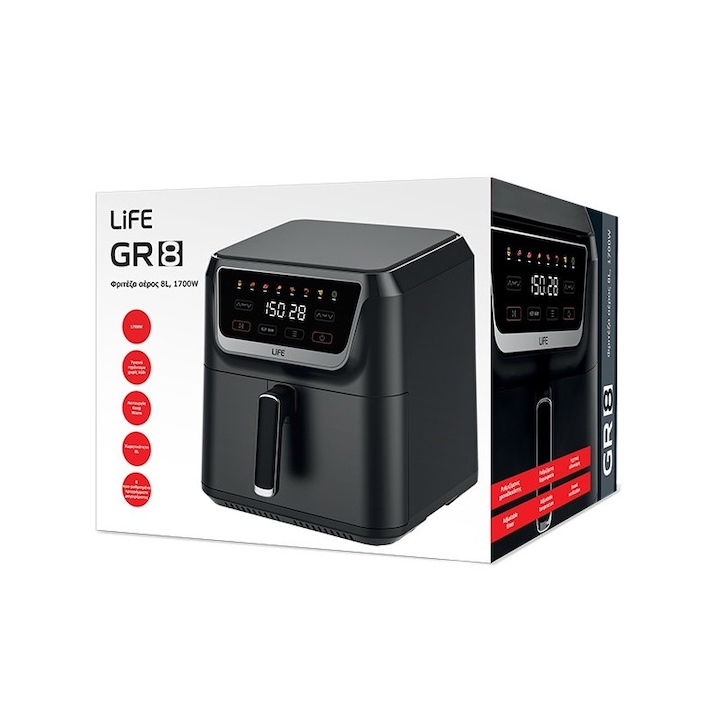 Friteuza cu aer cald Techwood TFR-358SHD, 3.5L, 1200W, 8 programe, 80 - 200 °C