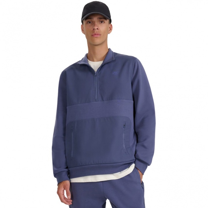 Bluza 4F cu fermoar 1/2, mov, barbati, sport, stil de viata