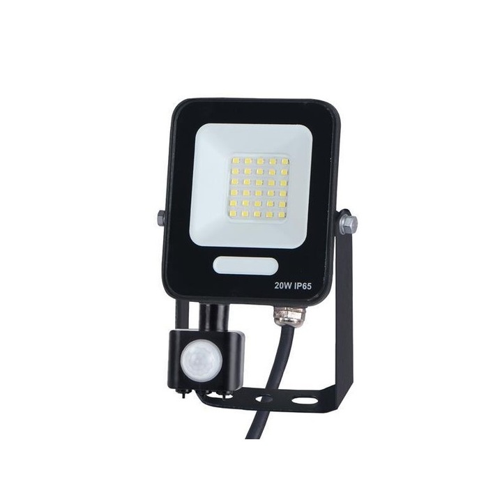 Proiector LED Eurolamp 20W, IP54, 6500K, negru