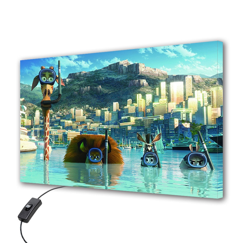 Lampa Veioza Aplica VarioView LED Animatie pentru copii Madagascar 3 Europes Most Wanted 30 x 45 cm