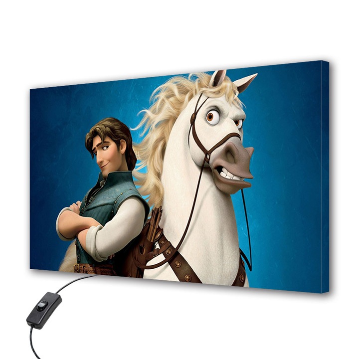 Lampa Veioza Aplica VarioView LED Animatie pentru copii Tangled Flynn pe Cal 70 x 100 cm