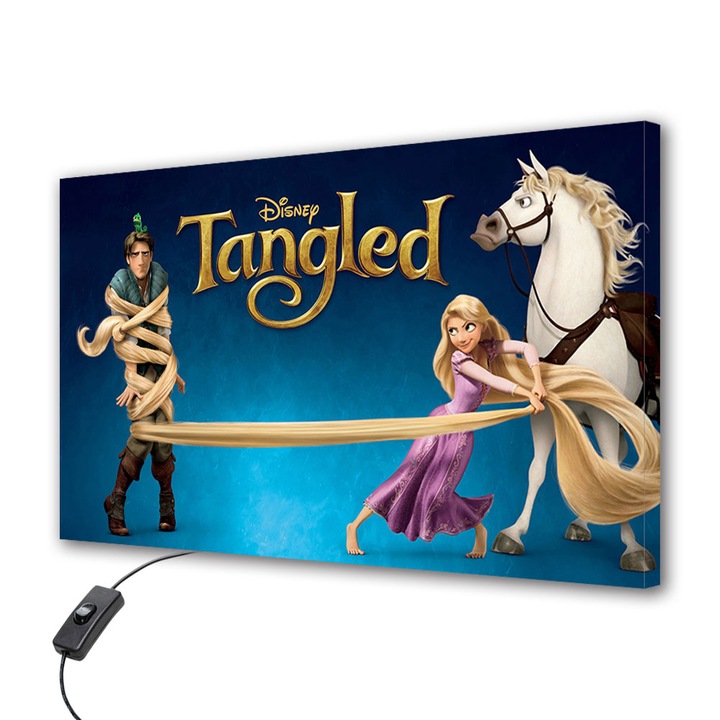 Lampa Veioza Aplica VarioView LED Animatie pentru copii Tangled Rapunzel, Flynn si Maximus 50 x 70 cm