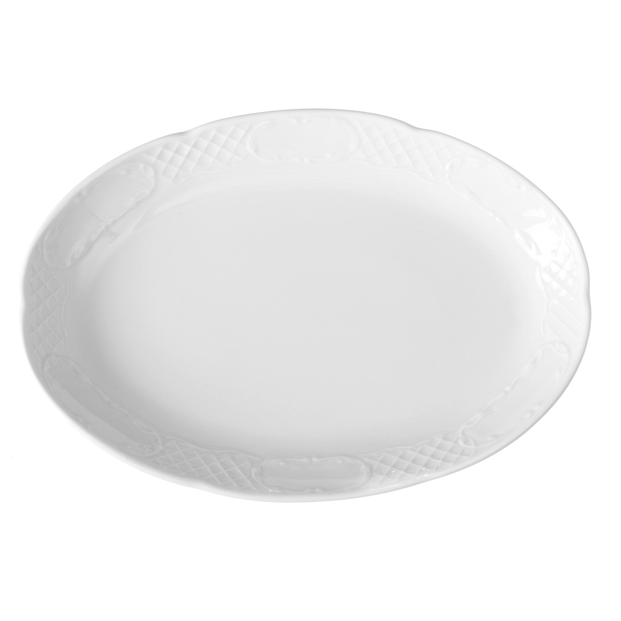 Platou oval portelan, 280x180 mm, Hendi, gama FLORA, portelan dur cu margini intarite