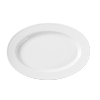 Platou servire oval, 34x24 cm, Hendi, portelan alb cu margini intarite, gama DELTA Platou servire oval, 34x24 cm, Hendi, portelan alb cu margini intarite, gama DELTA