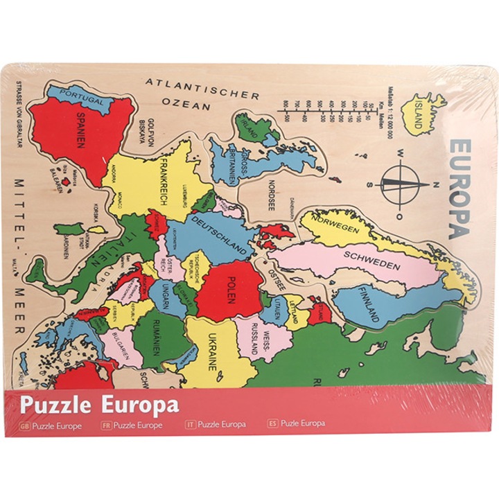 Puzzle lemn Harta Europa, limba germana