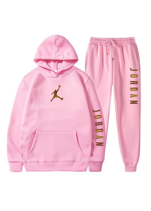 Férfi sportruházat szett polár kapucnis pulóver sokoldalú rózsaszín XXL