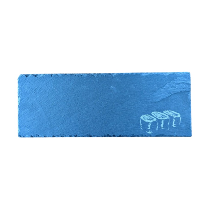Tava de servire, Roca vulcanica 40x15cm, inscripție role sushi, piatraf