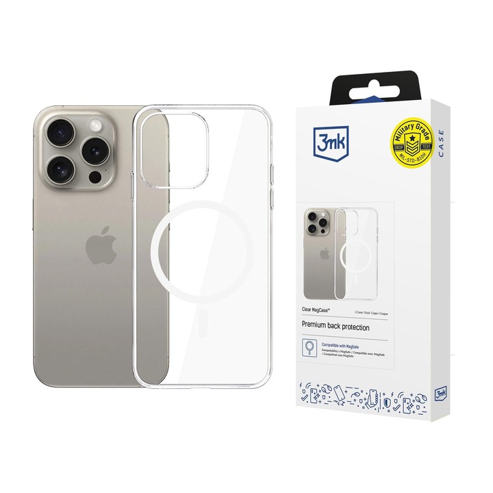 Калъф за iPhone 15 Pro Max - 3mk Clear MagCase - Прозрачен