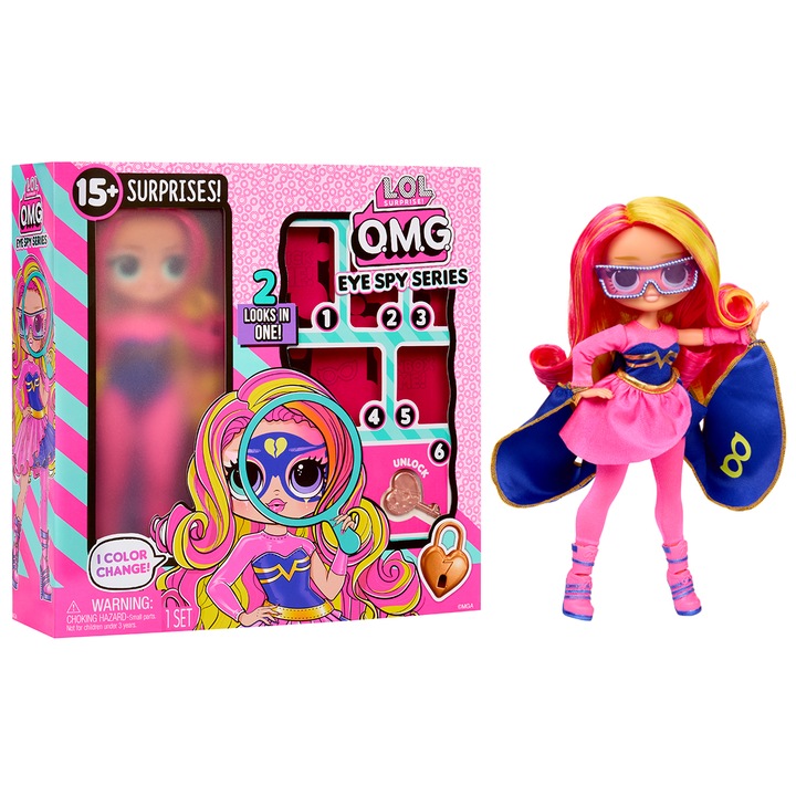 Set de joaca cu papusa L.O.L. Surprise! O.M.G. Seria Eye Spy−Superhero