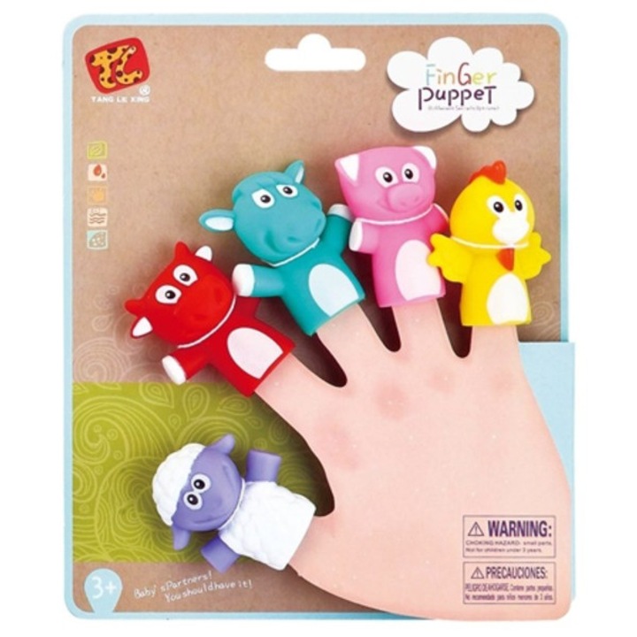 Set de 5 de manusi-papusi degetare cu animale de ferma