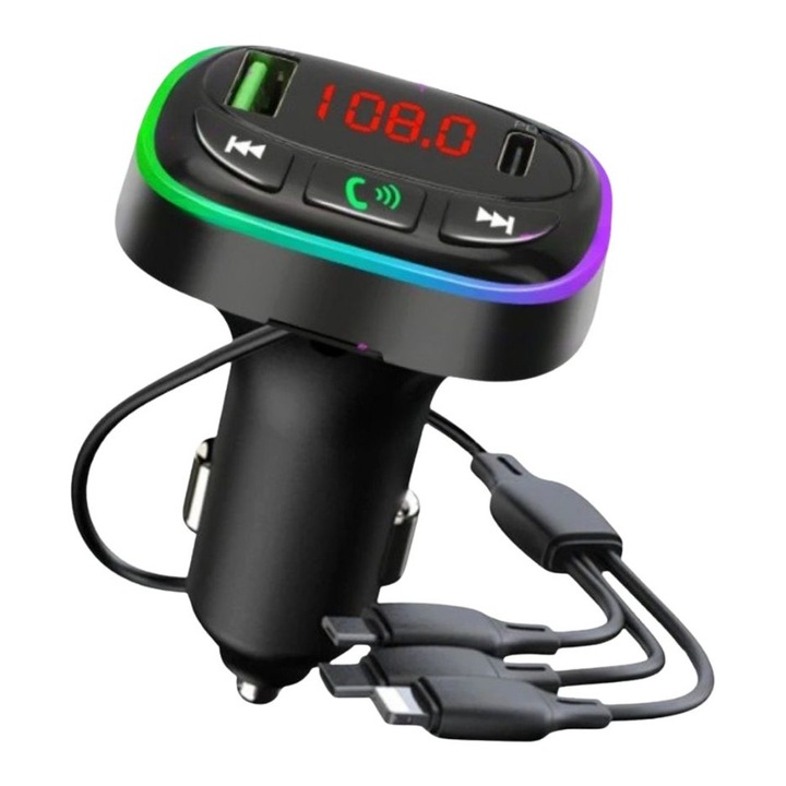 Modulator FM Auto Dali HM15, Bluetooth 5.0, USB 2.0, Negru, Compact