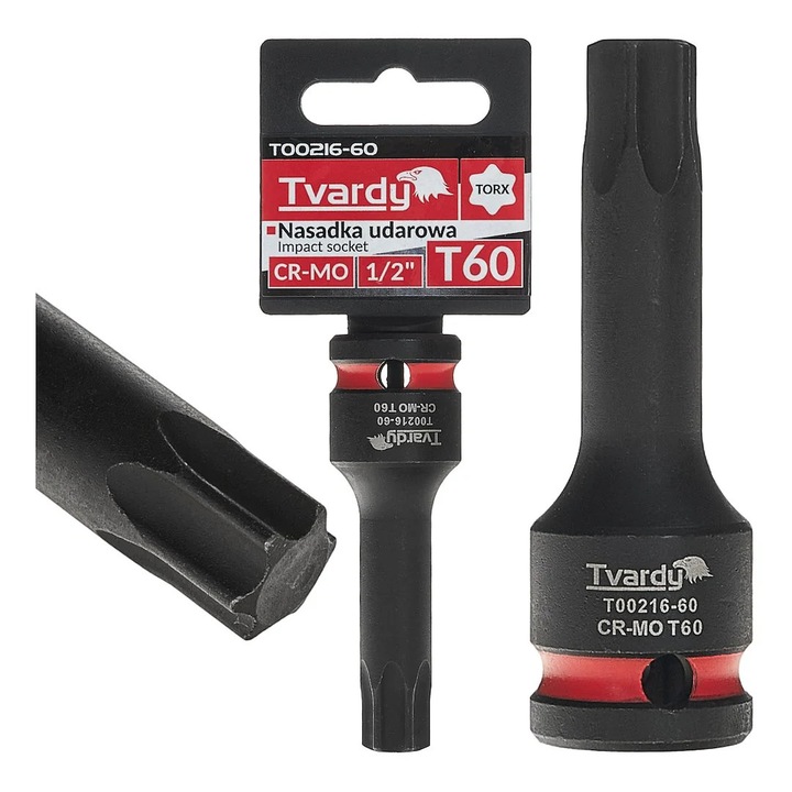 Cheie tubulara de impact TORX 1 / 2", T60, Cr-Mo, Tvardy T00216-60