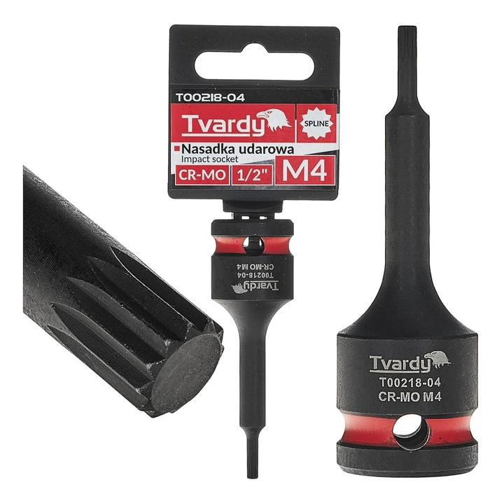 Cheie tubulara de impact SPLINE 1 / 2", M4, Cr-Mo, Tvardy T00218-04