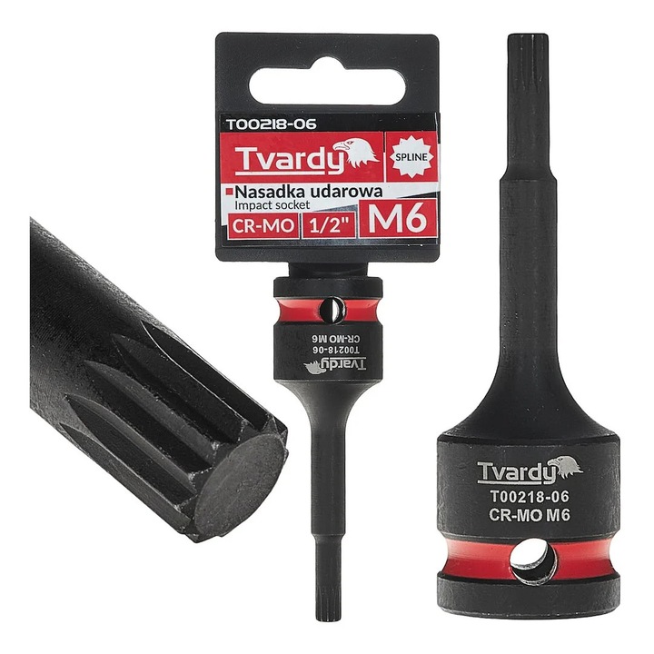 Cheie tubulara de impact SPLINE 1 / 2", M6, Cr-Mo, Tvardy T00218-06