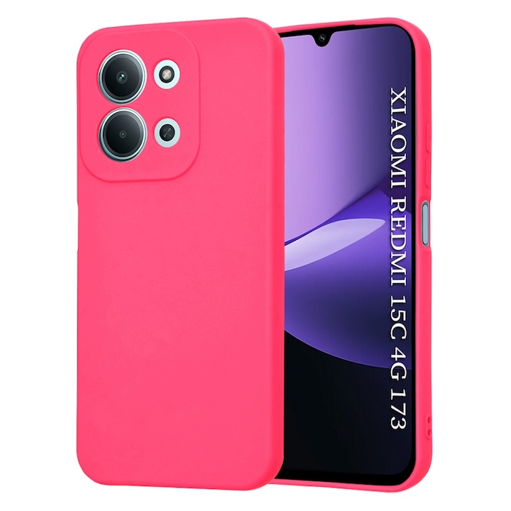 Husa pentru Xiaomi Redmi 15C 4G / Redmi 15C 5G Daden® Silicon SoftFlex, Ultra Slim, Protectie sporita, Interior de microfibra, Roz neon