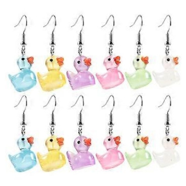 Set 6 perechi cercei dama, design ratusca, multicolor