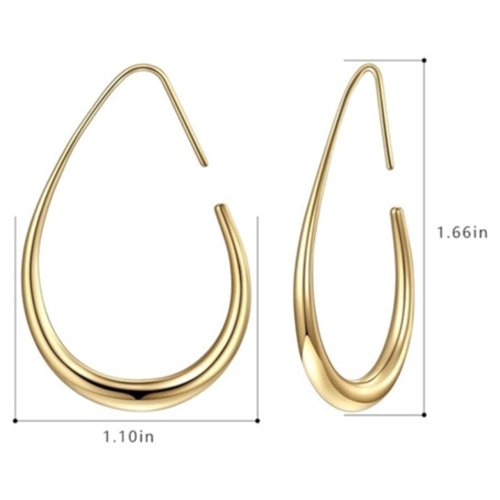 Cercei mari, auriu, din aur de 14k, pentru femei