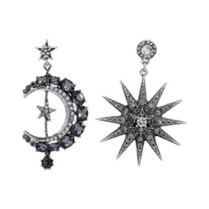 Cercei set soare, luna si stele, stil punk, strasuri