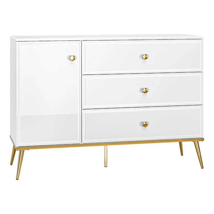 Bufet, Furnlux, Goldin, alb, 120x85x40 cm