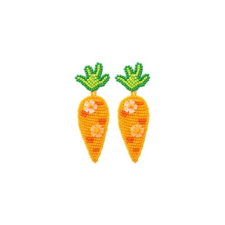 Cercei model Paste, model morcov, margele, portocaliu