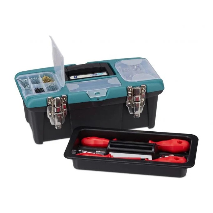 B2X szerszámosláda, 33,5x18,5x13,2cm, rekeszekkel, fogantyúval