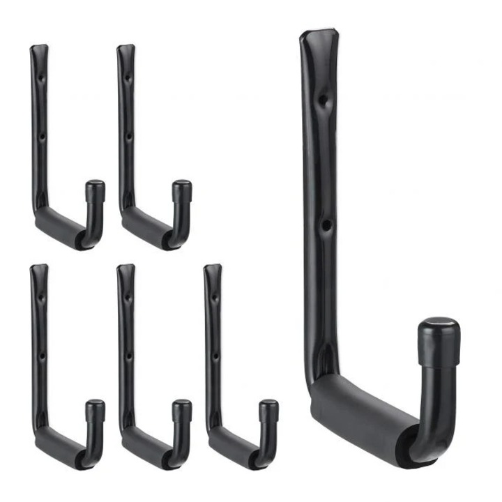 6 db fali kampó készlet, B2X, fekete, 24x19x10cm