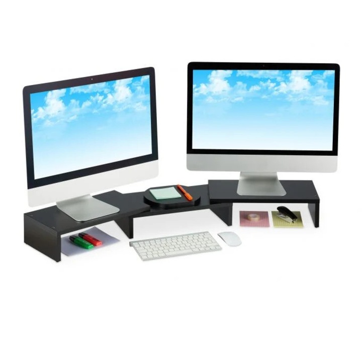 Suport pentru monitor pentru 2 monitoare, B2X, negru, 42, 5x24, 5x11, 5cm