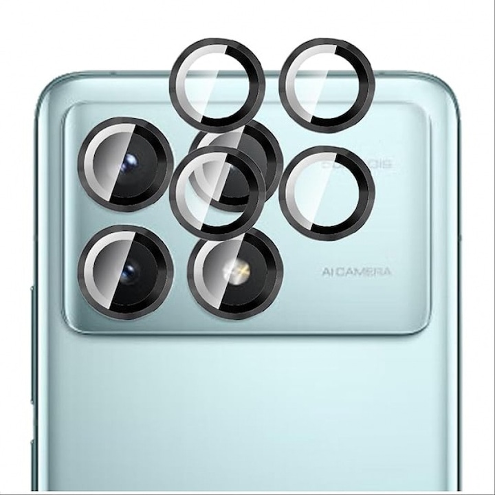 Защитно фолио за камера, черно, 9H, за Xiaomi POCO X6 Pro, комплект с инструмент за почистване