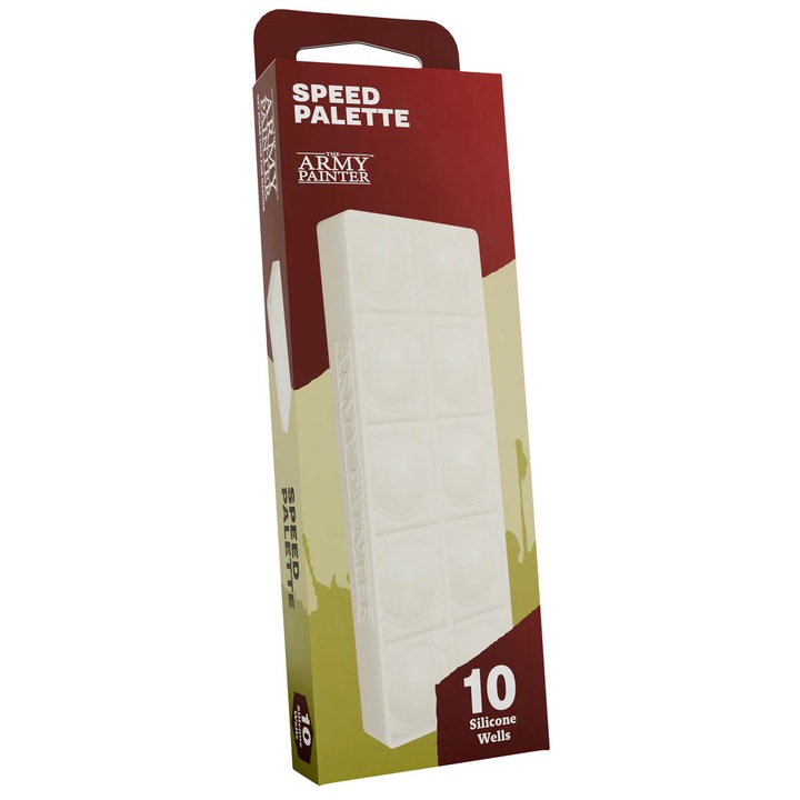 Paletă pentru pictură, The Army Painter, silicon flexibil, 10 compartimente, reutilizabilă, compactă